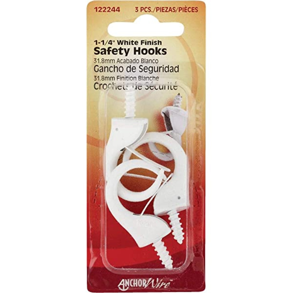 SAFETY HOOKS 1-1/4 WHT. PK3