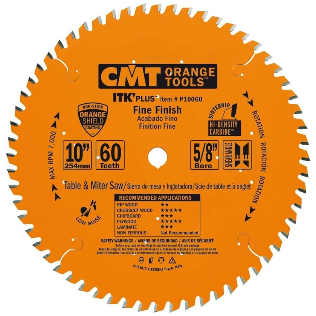 CMT 10 in X 60 X 5/8 in ITK Fine Cut-Off Blades - 252.060.10