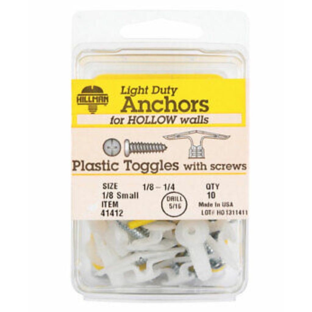 Hillman 1/8 in. Dia. X 1/8 Small in. L Plastic Pan Head Pop-Toggle Anchors 10 Pack