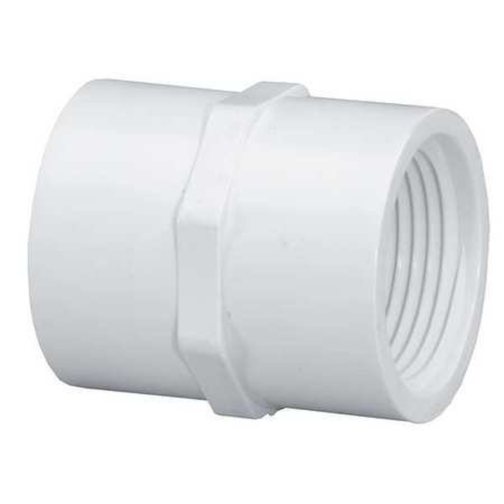 Reducing Bushing, 112 X 1 in, Spigot X FNPT, PVC, White, SCH 40 Schedule
