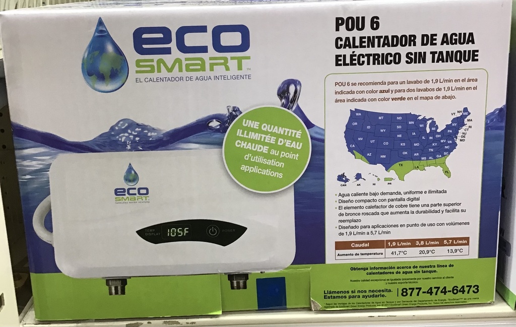 Ecosmart ECO POU 6 Kw / 240 V Point-of-Use Tankless Electric Water Heater