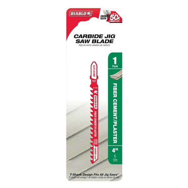 Diablo 4 in. Carbide T-Shank Fiber Cement & Plaster Jig Saw Blade 6 TPI 1 Pk