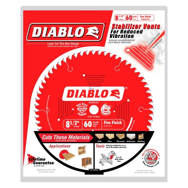 Diablo 8-1/2 in. D X 5/8 in. TiCo Hi-Density Carbide Miter Saw Blade 60 Teeth 1 Pk