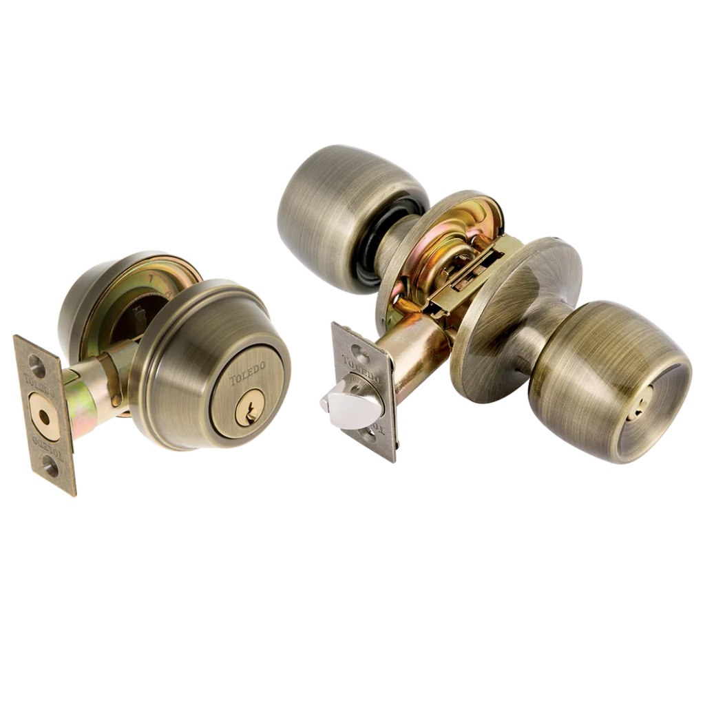 Toledo V1501MAUS5 Malaga Double Cylinder Comboset, Antique Brass