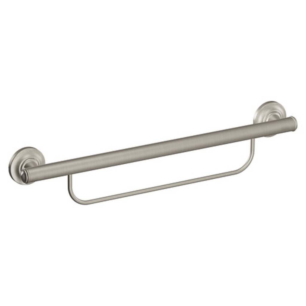 [LR2350DBN] Moen LR2350D Brushed Nickel 24" Grab Bar with Towel Bar