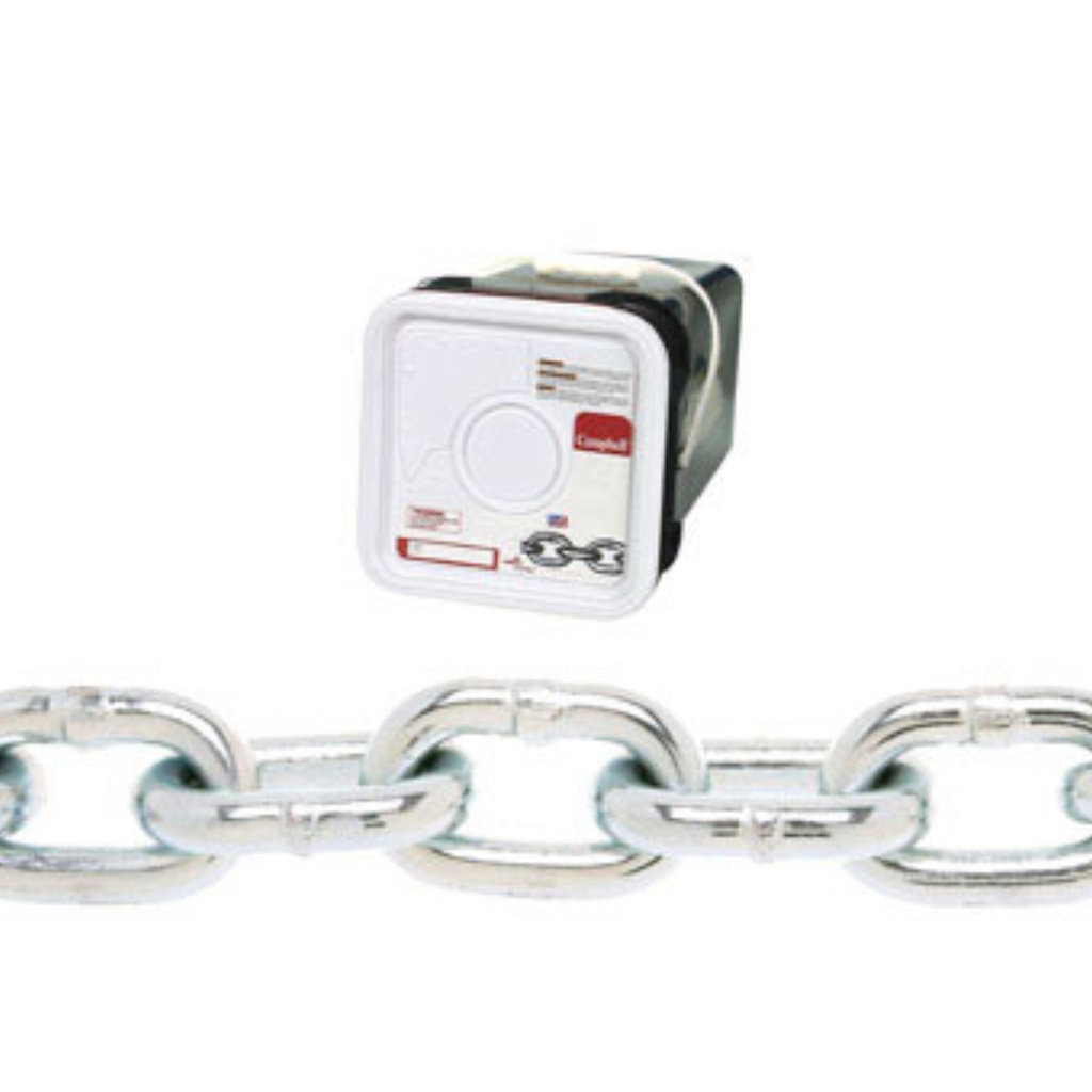3/16" Grade 30 Proof Coil Chain, Zinc Plated, 150' per Square Pail