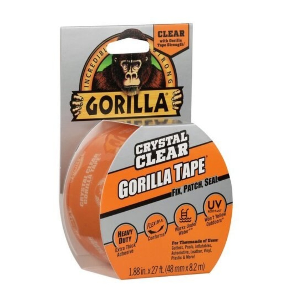 [1590413] Gorilla Clear Repair: Heavy Duty Clear Tape, 27 Ft Length, 1.88 in Width, Polyresin Material, Art & Stationery Use