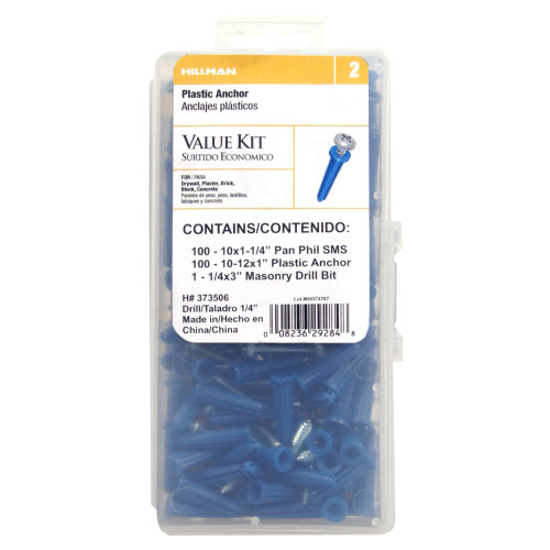 HILLMAN .19 in. D X 1 in. L Plastic Pan Head Conical Anchor Kit 201 Pk