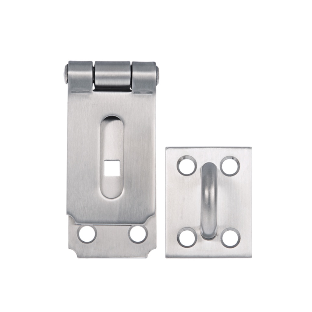 TOLEDO Heavy-Duty Safety Stainless Steel 8 in. Hasp Pad Lock Latch, Gray
