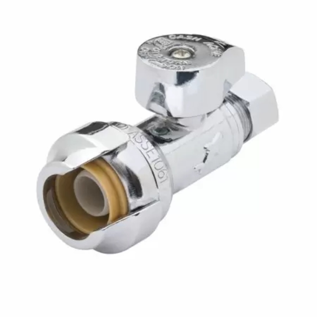 SharkBite 1/2 in. PTC X 3/8 in. Compression Brass Straight Stop Valve