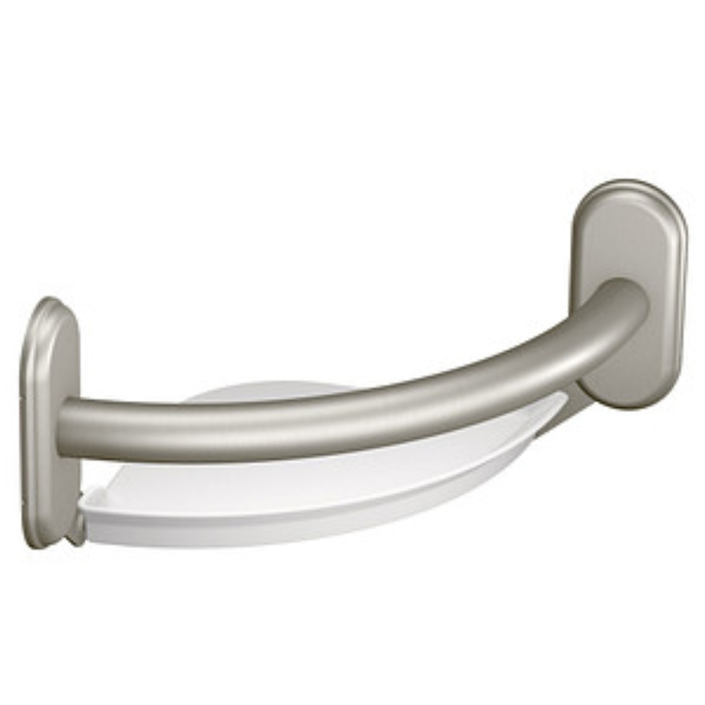 MOEN 9" GRAB BAR W/COR SHELF BN