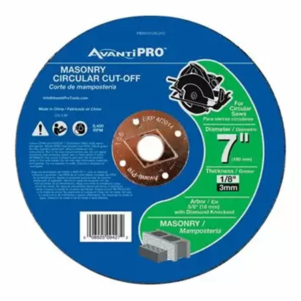 Avanti Pro 7 in. D X 5/8 in. Aluminum Oxide Masonry Cut-Off Disc