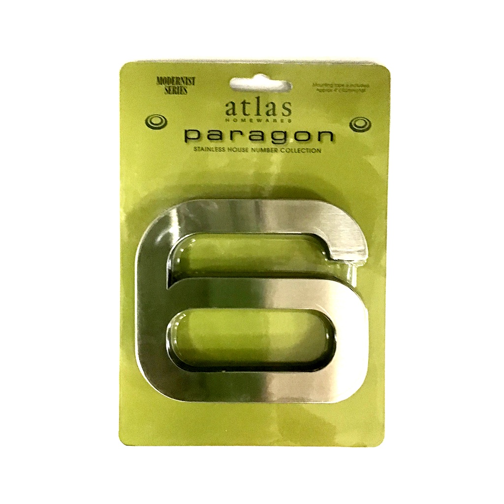Atlas Homewares PGN6 Paragon Address Number 6 Stainless Steel Home Accents Address Numbers 6