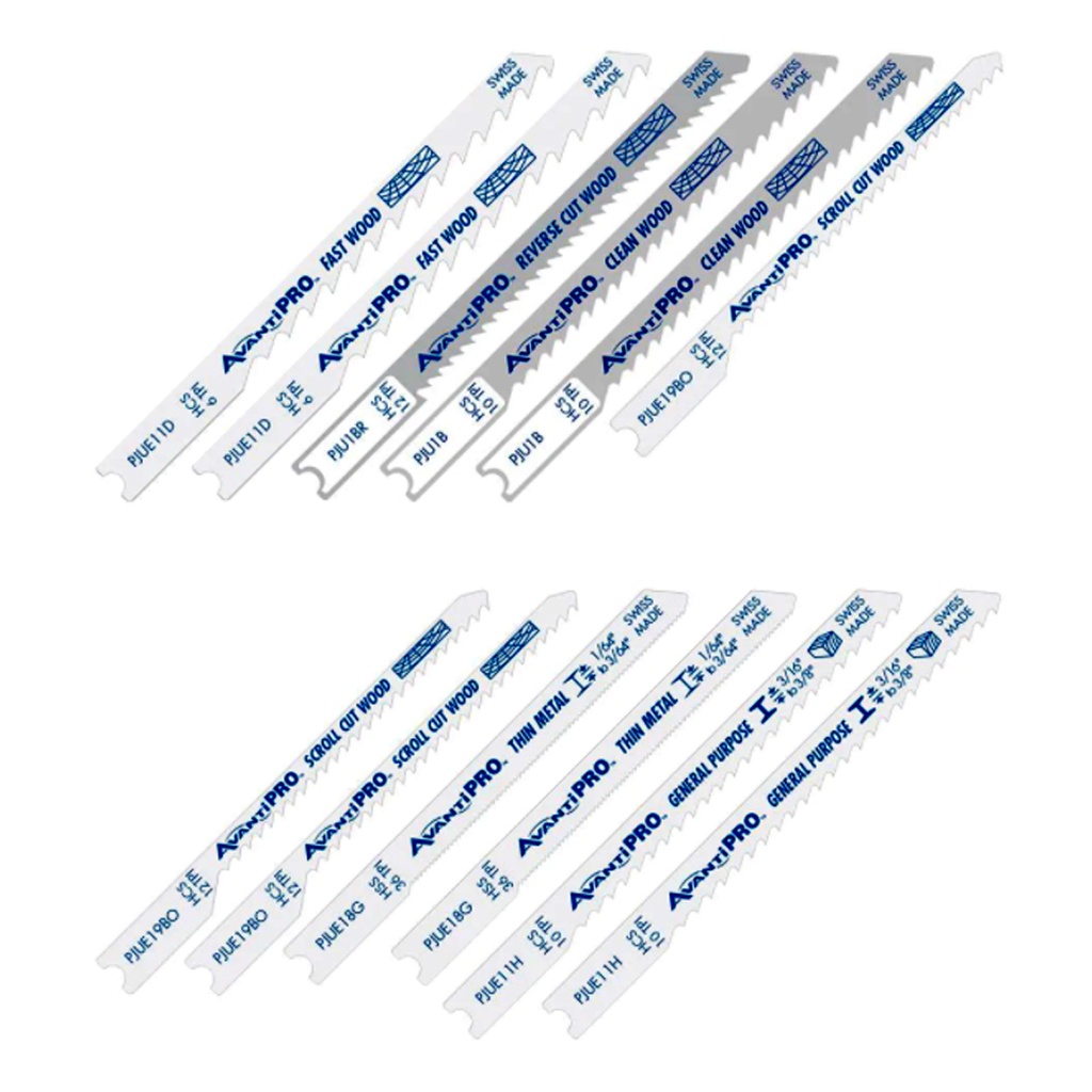 Avanti Pro 0 in. High Carbon Steel U-Shank U-Shank Jig Saw Blade Set 12 Pc