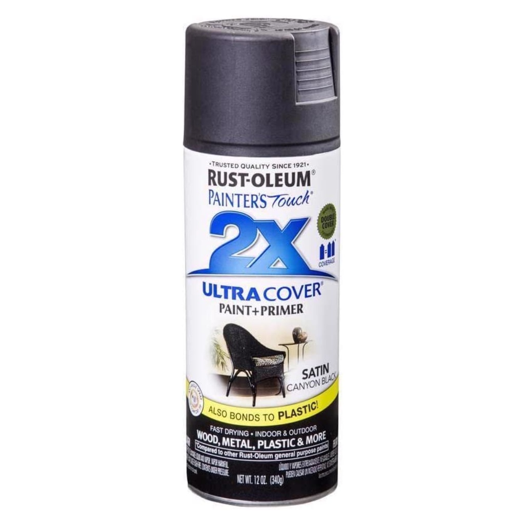 [1396084] Rust-Oleum Painter's Touch Ultra Cover Satin Canyon Black Spray Paint 12 Oz.