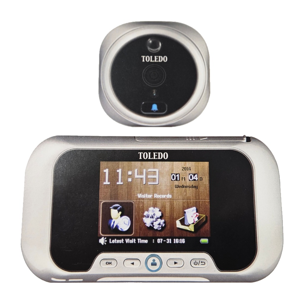 [380009260] Toledo TR01PS Electronic Peephole Door Viewer & Door Bell (LCD Monitor Picture & Video Recording)