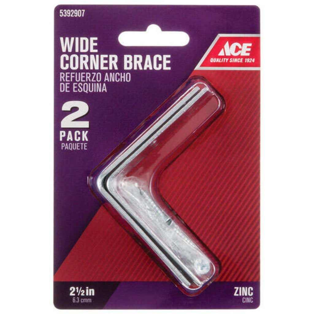 Ace Inside Wide Corner Brace 2-1/2 in. X 1-1/2 in. Zinc