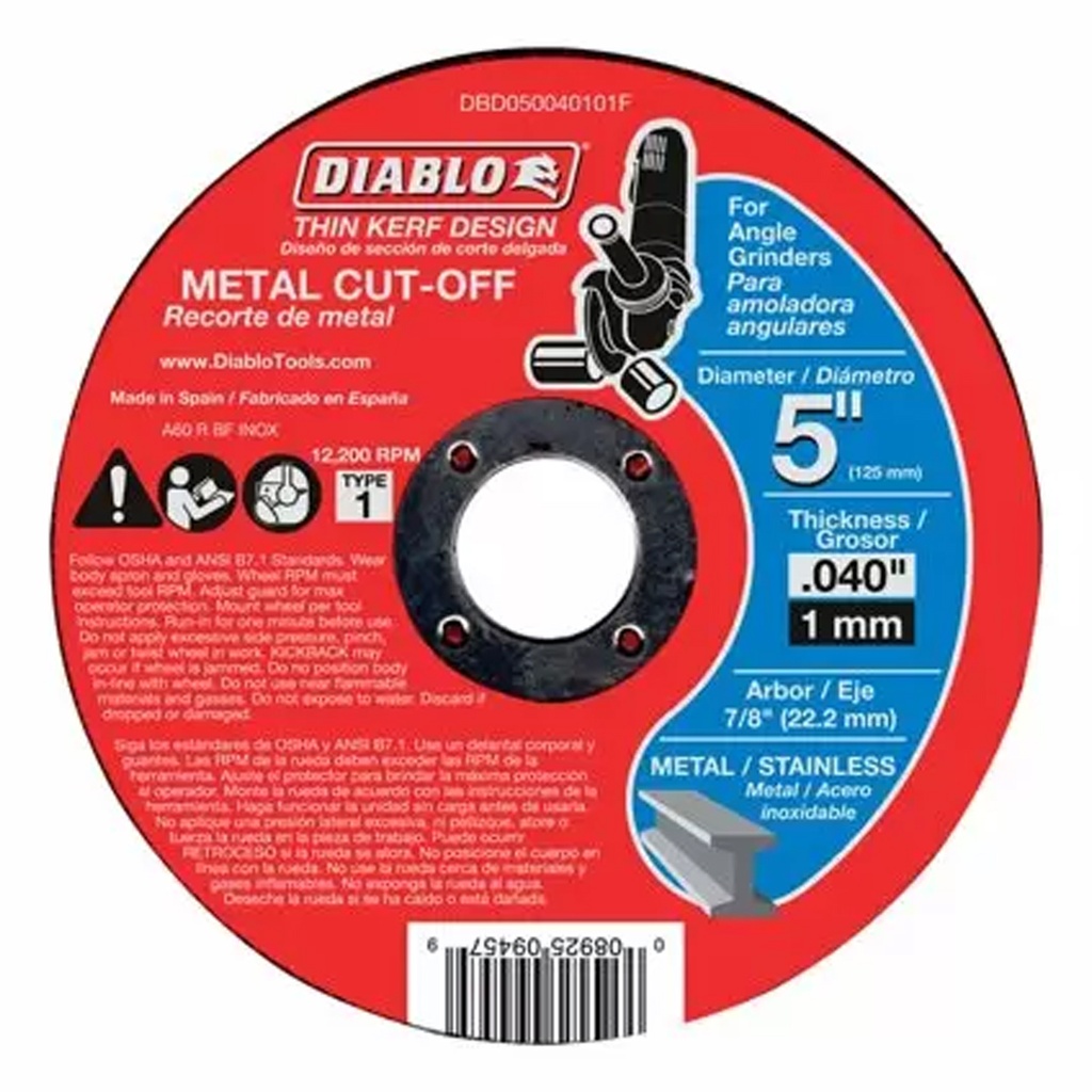 Diablo 5 in. D X 7/8 in. Aluminum Oxide Metal Cut-Off Disc 1 Pack