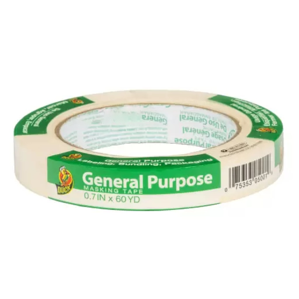 Duck 0.7 in. W X 60 Yd. L White High Strength Masking Tape 1 Pack