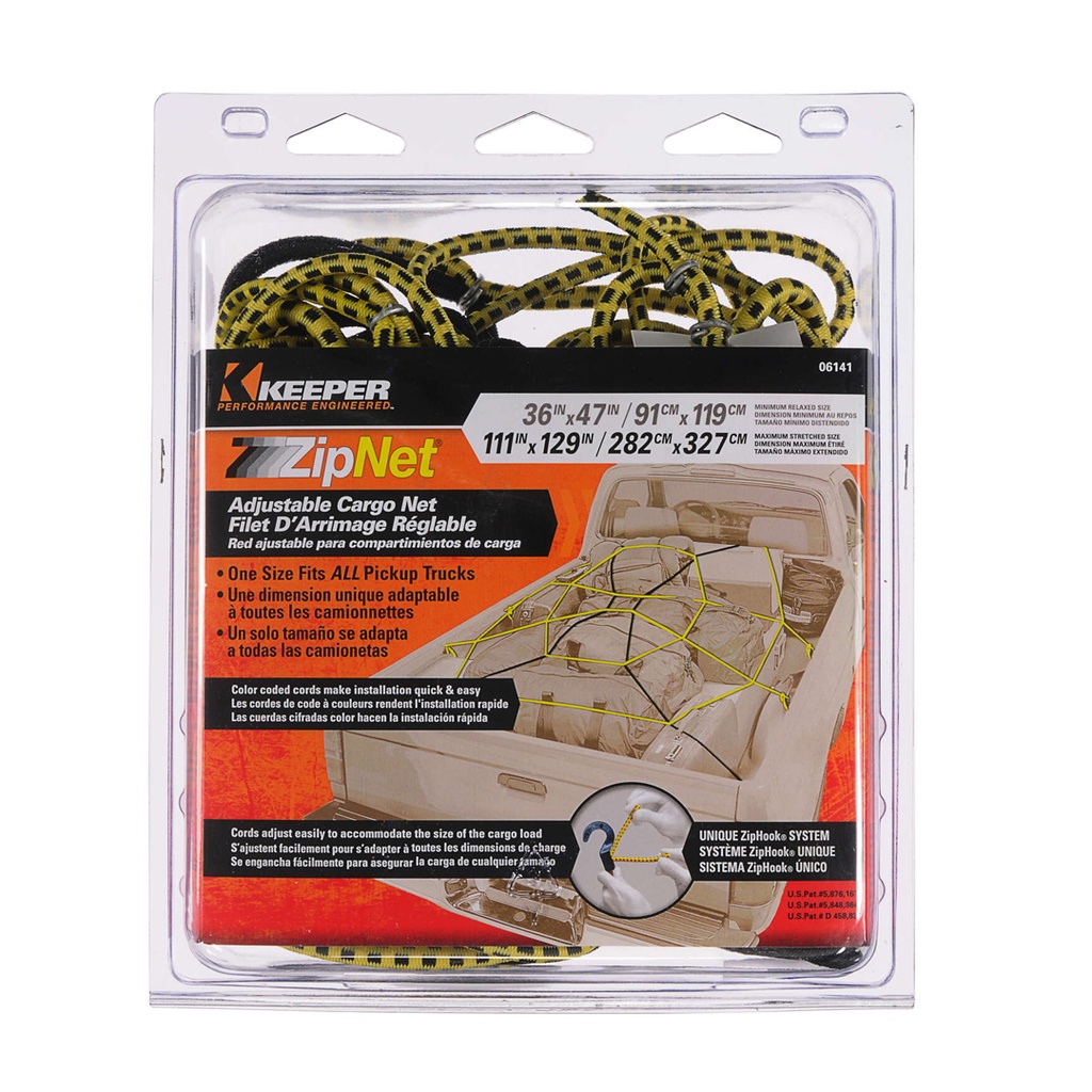 Keeper Black/Yellow Adjustable Cargo Net 47 in. L X 0.14 in. 1 Pk