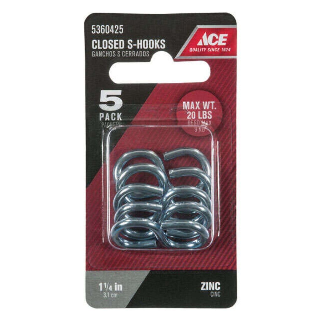 1-1/4  Zinc Plated  8  Hooks Ace Hooks and Eyes 5360425 Zinc Steel 082901205326