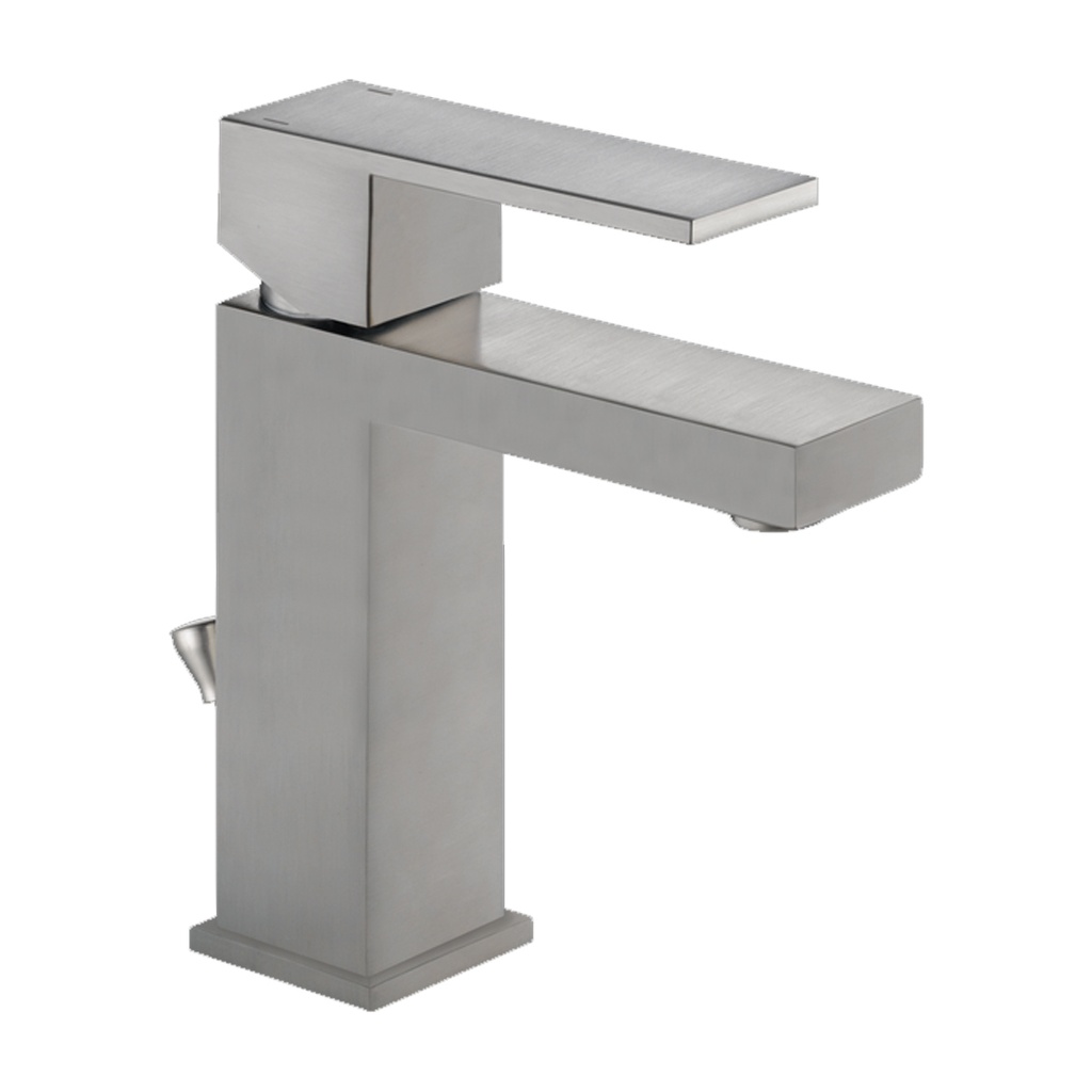 Delta 567LF-PP Modern 1.2 GPM Single Hole Bathroom Faucet with Push Pop-up Drain Assembly - Includes Lifetime Warranty Stainless Faucet Bathroom Sink