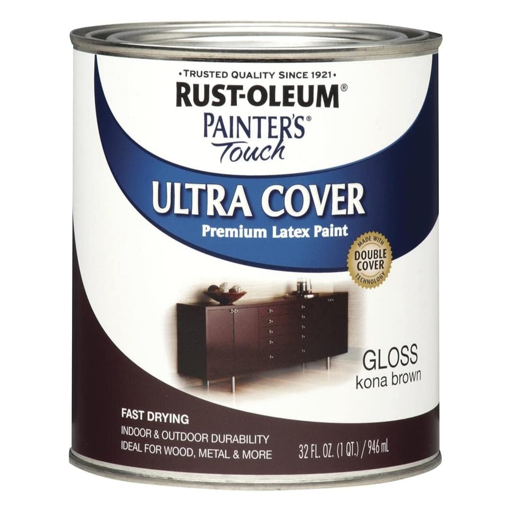Rust-Oleum Painters Touch Gloss Kona Brown Ultra Cover Paint Exterior and Interior 1 Qt
