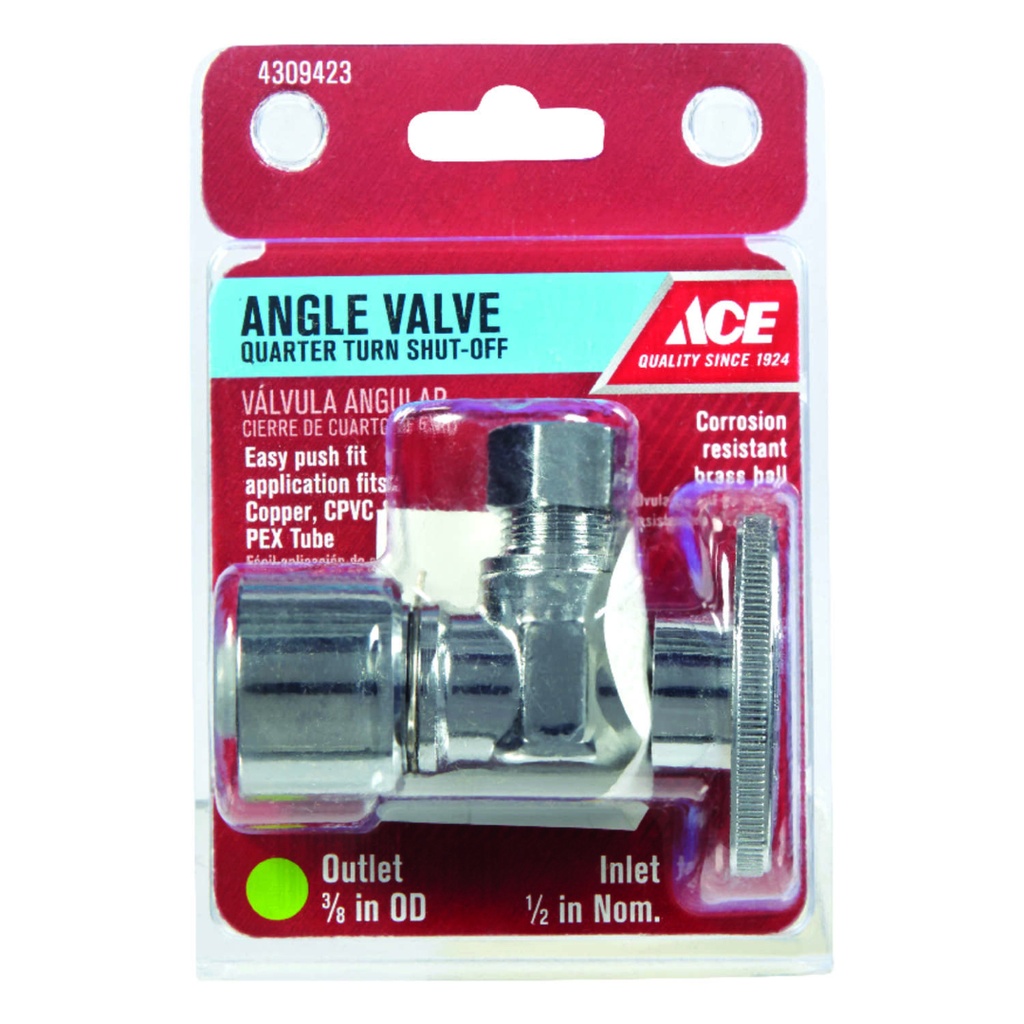 [4309423] Ace Push Fit Compression Brass Angle Stop Valve