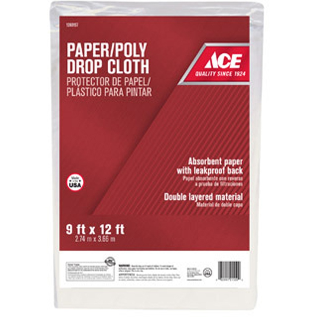 Ace 9 Ft. W X 12 Ft. L Paper/Poly Drop Cloth 1 Pk
