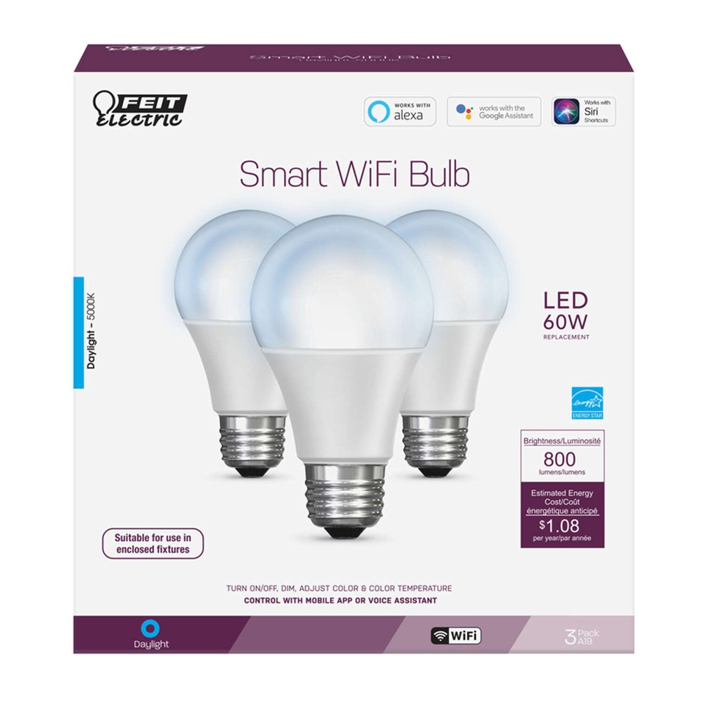 LED SM A19E26 DL60W 3PK