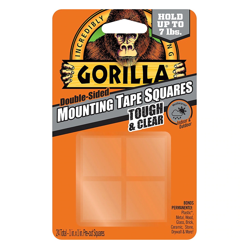 Gorilla Tough & Clear Mounting Squares - 1' Length X 1' Width - 1 / Pack - Clear