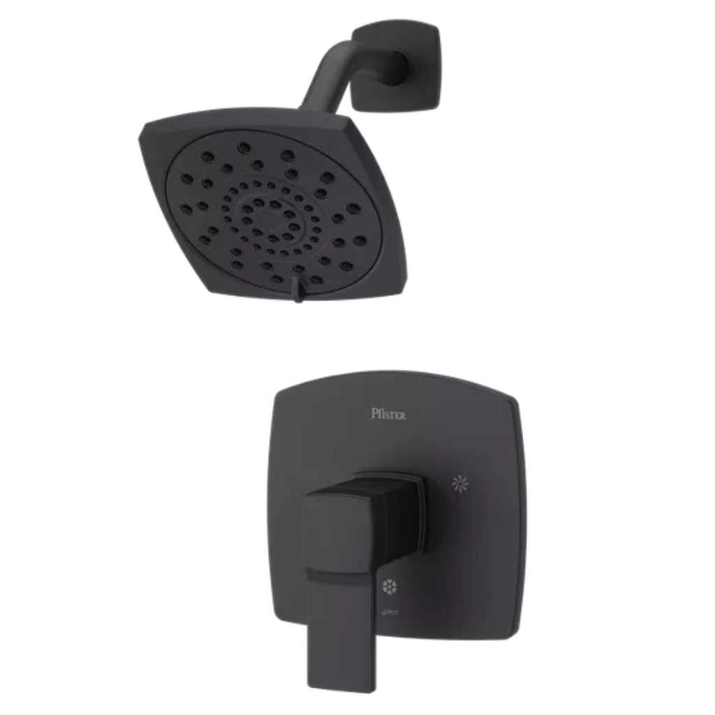 Pfister LG89-7DA Deckard Shower Trim Package with Multi Function Shower Head Matte Black Showers Shower Only Pressure Balanced
