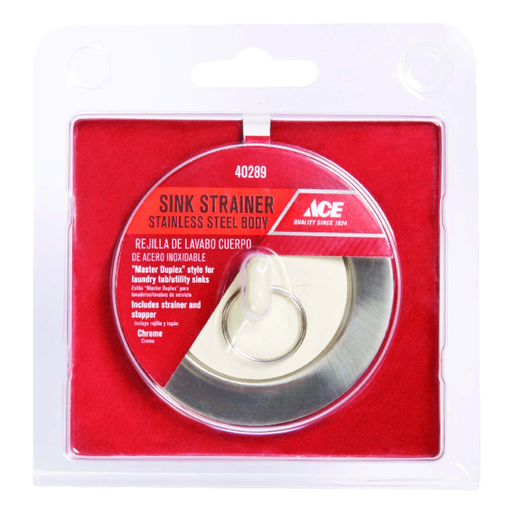 Ace 2-1/2 in. D Polished Chrome Silver Stainless Steel Sink Strainer