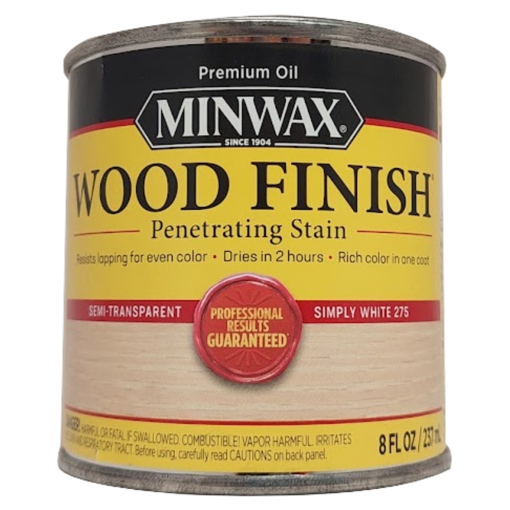 [420013704] Minwax Wood Finish Semi-Transparent Simply White Oil-Based Penetrating Wood Finish 1/2 Pt
