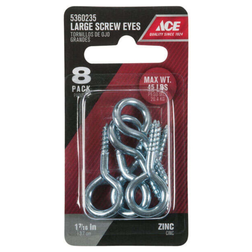 1-7/16  Zinc Plated Large Screw Eyes Ace Nails  Screws  & Staples 5360235