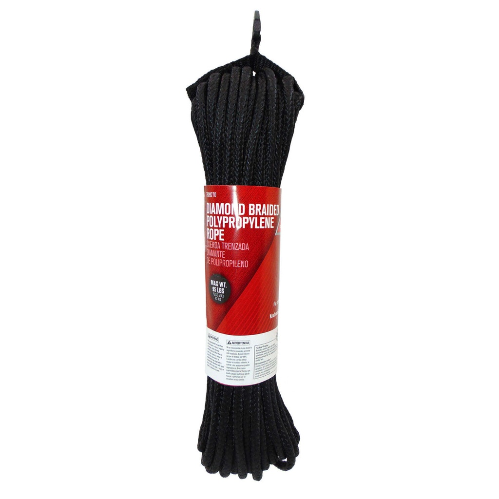 Ace 1/4 in. D X 50 Ft. L Black Diamond Braided Polypropylene Rope