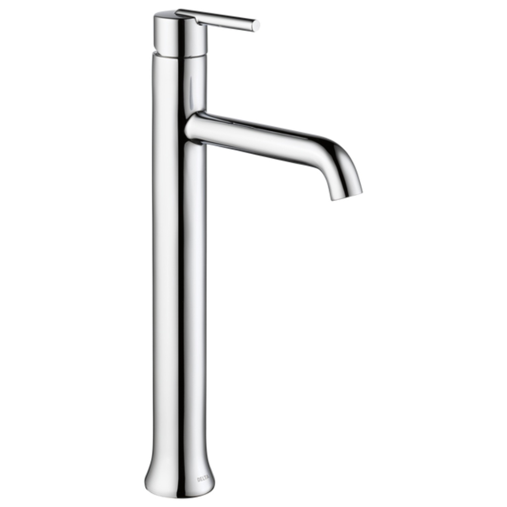 Delta 759-DST Trinsic 1.2 GPM Single Hole Vessel Bathroom Faucet - Metal Pop-up Drain Assembly Not Included Chrome Faucet Bathroom Sink Faucets Single