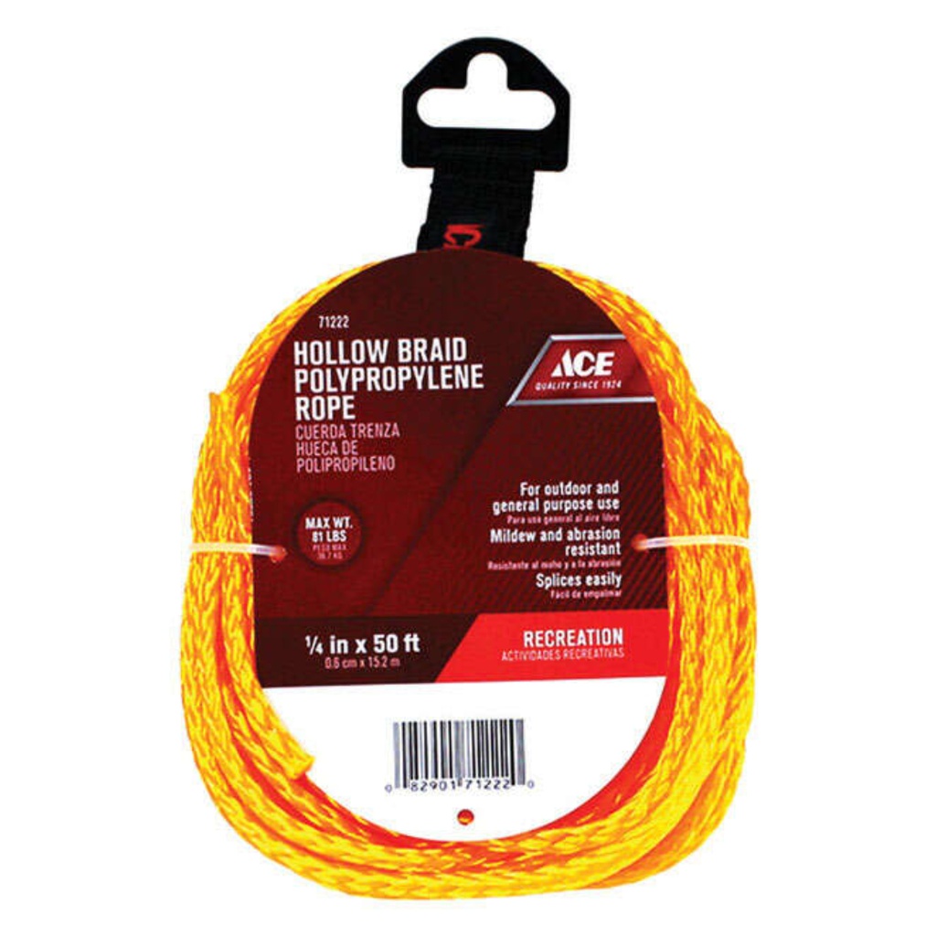 POLYPRO BRD ROPE1/4"X50'