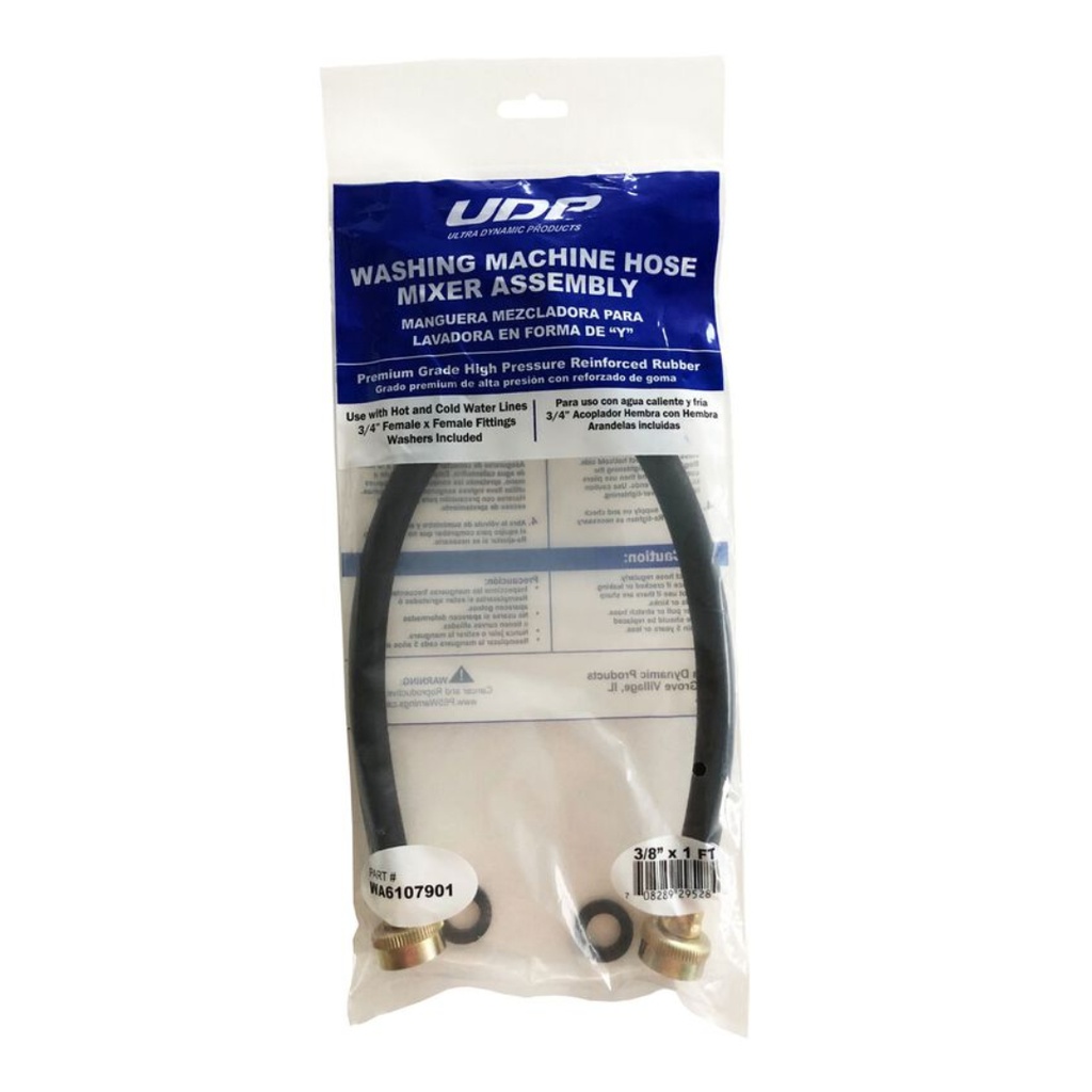 [42093] Ultra Dynamic Products 3/8 in. Hose Thread X 3/4 in. D FHT 12 in. Rubber Washing Machine Hose