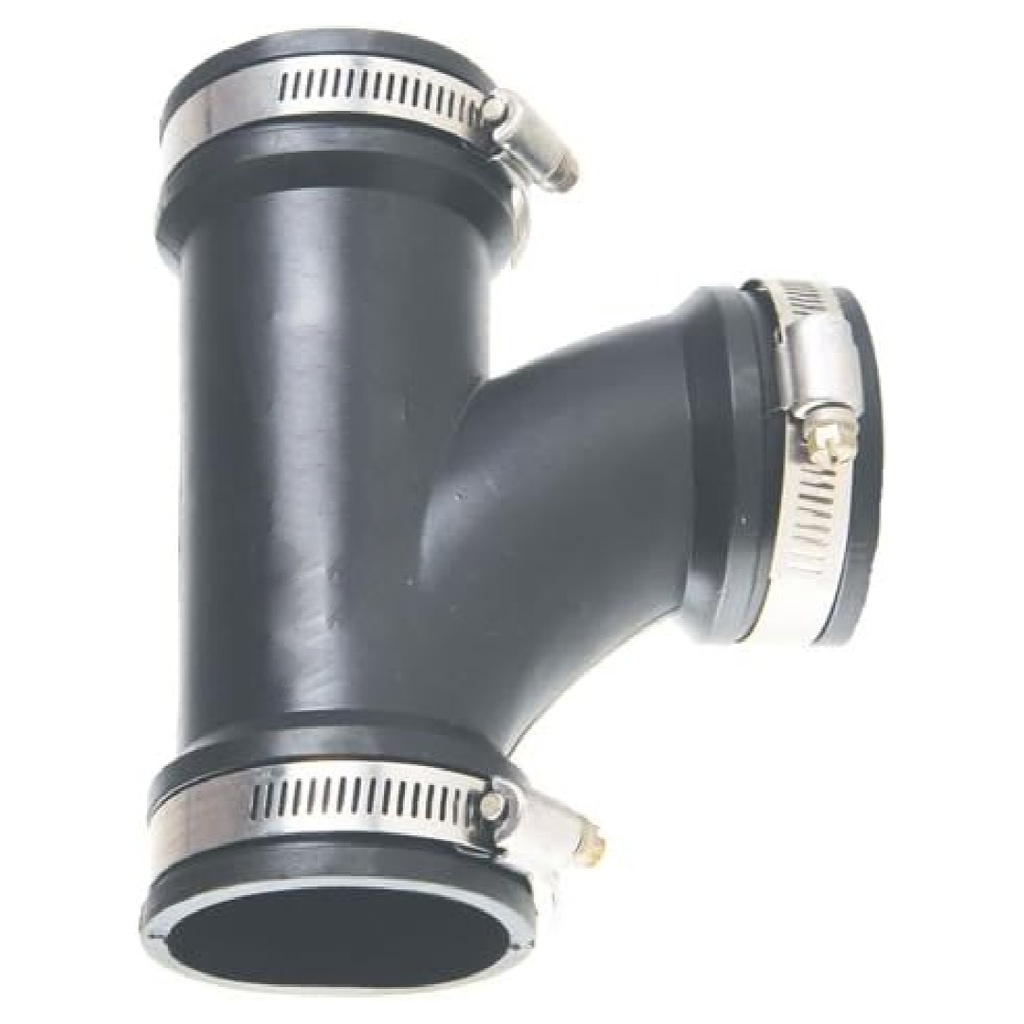[490001272] Supply Giant 6I7I Flexible Tee Coupling with Stainless Steel Clamps  3   Black  3 Inch