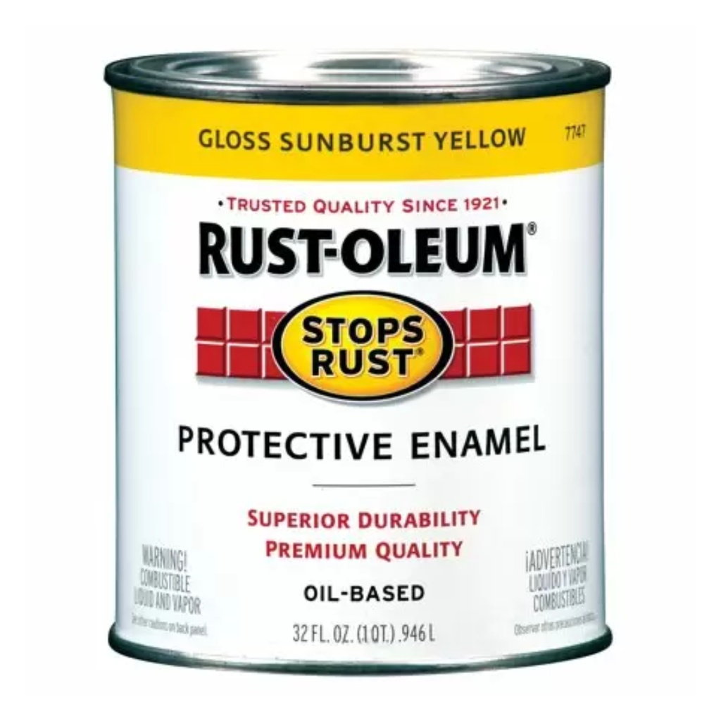 [420007573] Interior/Exterior Paint, Gloss, Oil Base, Sunburst Yellow, 1 Qt
