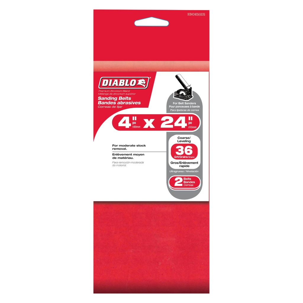 Diablo 24 in. L X 4 in. W Premium Zirconium Blend Sanding Belt 36 Grit Ultra Coarse 2 Pk