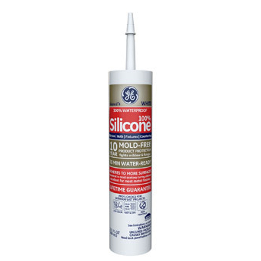 [12235] GE Advanced White Silicone 2 Kitchen and Bath Caulk Sealant 10.1 Oz.