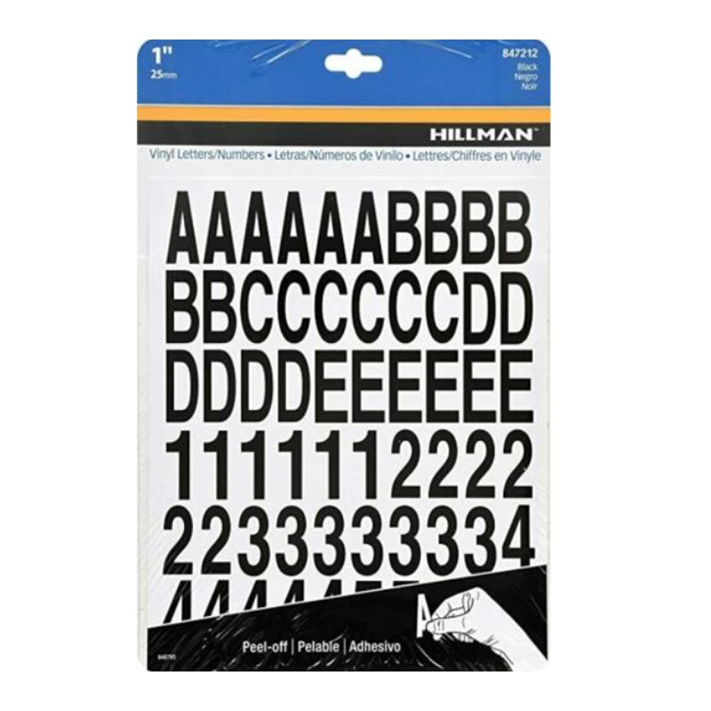 [5028359] Hillman 1 in. Black Vinyl Self-Adhesive Letter and Number Set 0-9, a-Z 228 Pc