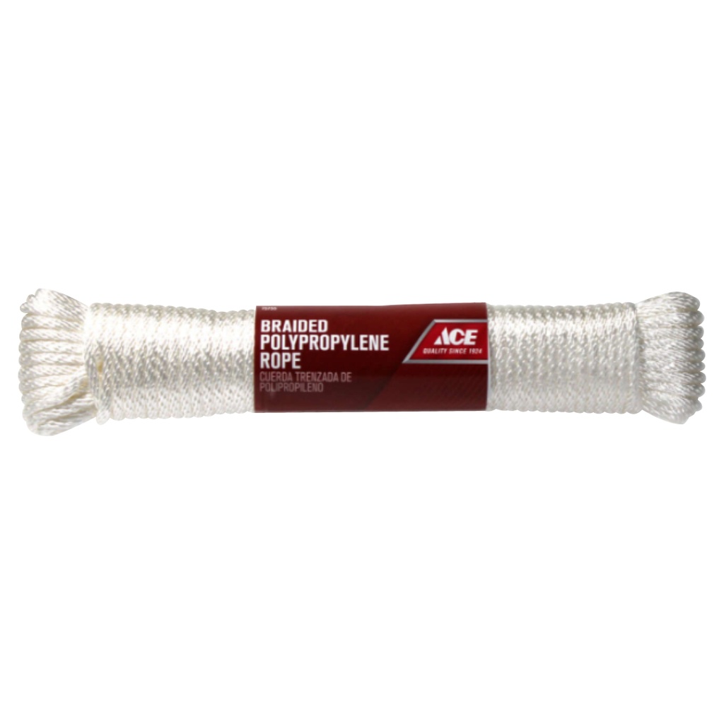 Ace 1/4 in. D X 100 Ft. L White Braided Poly Rope