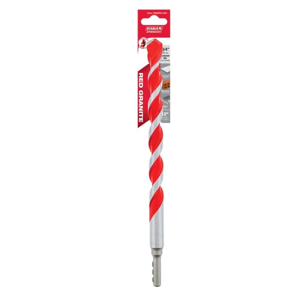 [DMARG1200] Diablo SPEEDemon 3/4 in. X 12 in. L Carbide Tipped Red Granite Hammer Drill Bit Round Shank 1 Pk