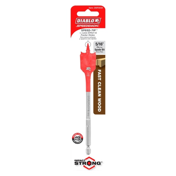 [DSP2020] Diablo 5/16 in. X 6 in. L High Speed Steel Clean Wood Spade Bit Hex Shank 1 Pk