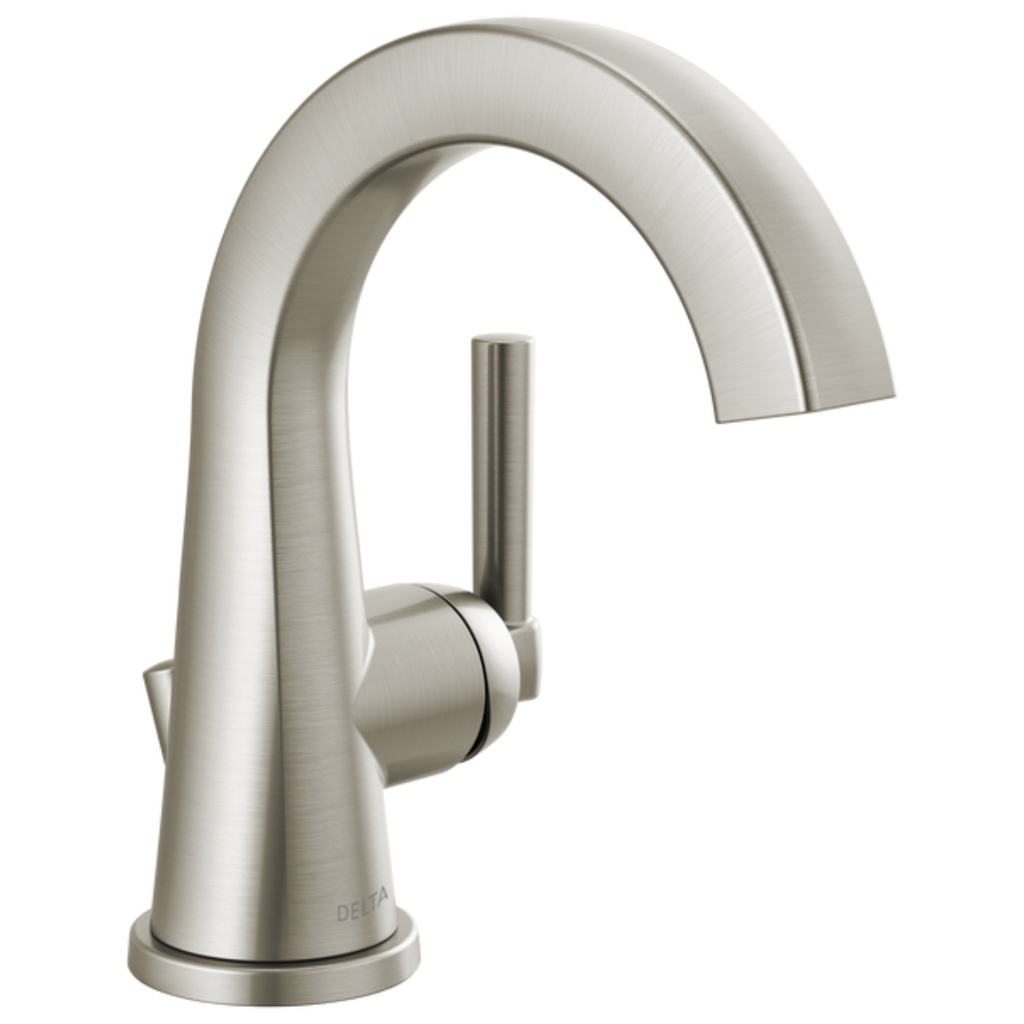 [15891LF-SP] Delta Becker 15891LF-SP Spotshield Brushed Nickel Single Hole 1-Handle WaterSense Bathroom Sink Faucet with Drain and Deck Plate