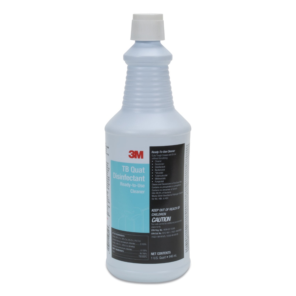 3M (12) 1 Quart Trigger Spray Bottles TB Quat Disinfectant Ready-to-Use Cleaner - Lemon Scent | Part #7100034339