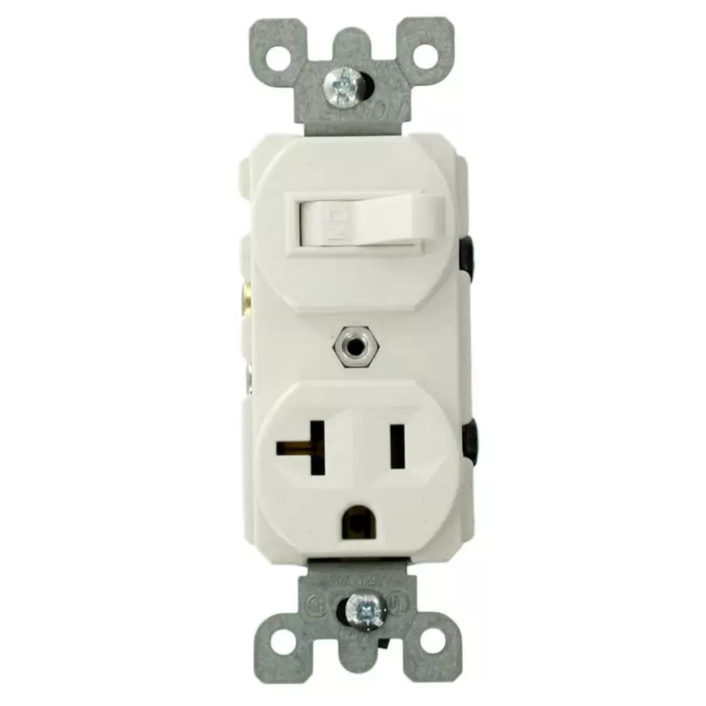 20 Amp Commercial Grade Combination Single Pole Switch and Receptacle, White 5335-W